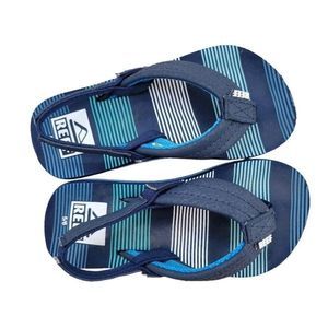 Reef Lil Little Ahi Flip Flop Sandals Infant Toddler Sz 5/6 Deep Sea Stripes blu